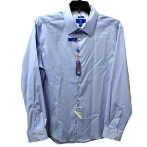 Egara XL Mens Dress Shirt Blue Striped Stretch Slim Fit‎ Non Iron NWT